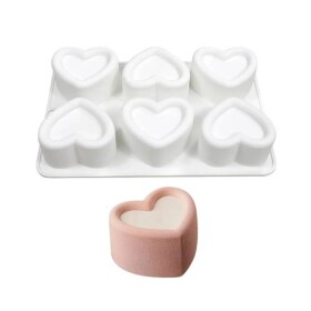 Dortisimo Silikonová forma na pečení/na mražené dezerty Srdíčka (na 6 ks) 21 x 14 cm