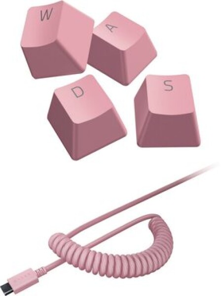 PBT Keycap Coiled Cable Upgrade Set Quartz Pink US/UK