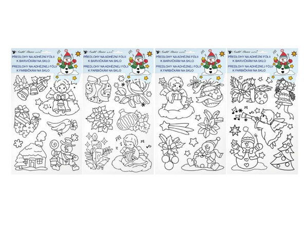 Předlohy na malování na sklo vánoční s vyvýšenou stříbrnou konturou 30 x 21 cm