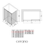 CERANO - Sprchový kout Lantono - levá - 8 mm - Soft-Close - chrom, mléčné sklo - 110x70 - posuvný CER-665341