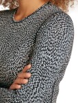 Dámské merino tričko s dlouhým rukávem ICEBREAKER Wmns 200 Oasis LS Crewe Flock AOP, Midnight Navy/Snow/Aop velikost: S