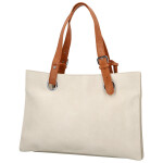 Trendy dámská koženková kabelka na rameno Valika, krémová