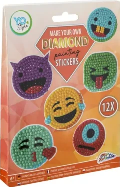GRAFIX Diamantové malování samolepky Smajlíci 12ks