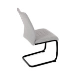 Židle jídelní, světle šedá látka, černé kovové nohy