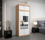 Šatní skříň Abi To s nástavcem Barva korpusu: Dub Sonoma, Rozměry: 150 cm, Dveře: Černá