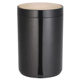 MSV OSLO výklopný odpadkový koš 5 L černý / plast / bambusové víko (3700703970026)