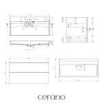 CERANO - Koupelnová skříňka Velora - černá matná, úchytka černá + umyvadlo z lit. mramoru s otvorem Vita - černá matná - 100x63x46,5 CER-8050BD83965