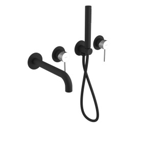 SAPHO - ULTRAMIX podomítková vanová baterie s hubicí a ruční sprchou, 2 výstupy, černá mat/chrom UT093BC