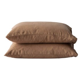 TELL ME MORE Lněný povlak na polštář Hazelnut 50 x 60 cm – set 2 ks, hnědá barva, textil