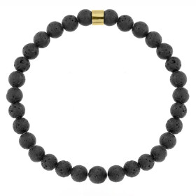 Pánský náramek Fernando Gold - 6 mm lávový kámen, Černá 25 cm
