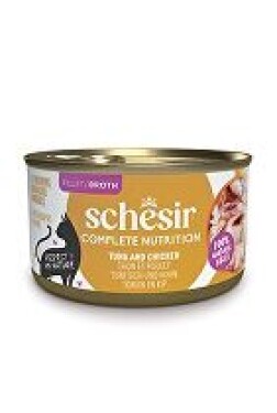 Schesir Cat konz.Compl.Nutrition Tuňák+kuře vývar 85g