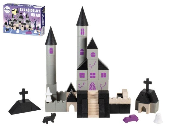 Stavebnice Strašidelný hrad dřevěný v krabici 29,5x20x6,5cm