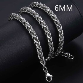 Pánský ocelový náhrdelník Thomas, 6 mm wheat řetízek, chirurgická ocel, Stříbrná 70 cm