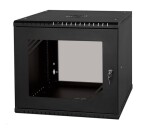 LEXI-Net 19" nástěnný rozvaděč Basic 9U 525x450, skleněné dveře, bez zad, rozložený, černý EDF_1232027
