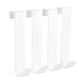 MSV KESSY 4 ks závěsných háčků na sprchovou zástěnu matně bílé / nerezová ocel / 18 mm