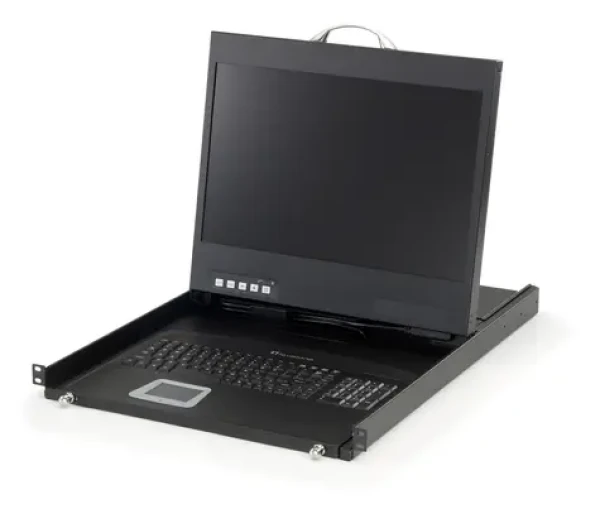 LevelOne KVM konzole 19" LCD 8 portů / KVM konzole / VGA / USB + PS/2 / 1440x900 / černá (KVM-8901DE)