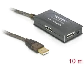DeLock Aktivní prodlužovací kabel USB 2.0 A (M) - 4x USB 2.0 A (F) 10m černá (82748)