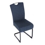 Židle jídelní, taštičkové pružiny v sedáku, modrá látka, černý kov