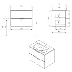 SAPHO CIRASA umyvadlová skříňka 69,8x52x46cm, dub Alabama Alabama CR701-2322