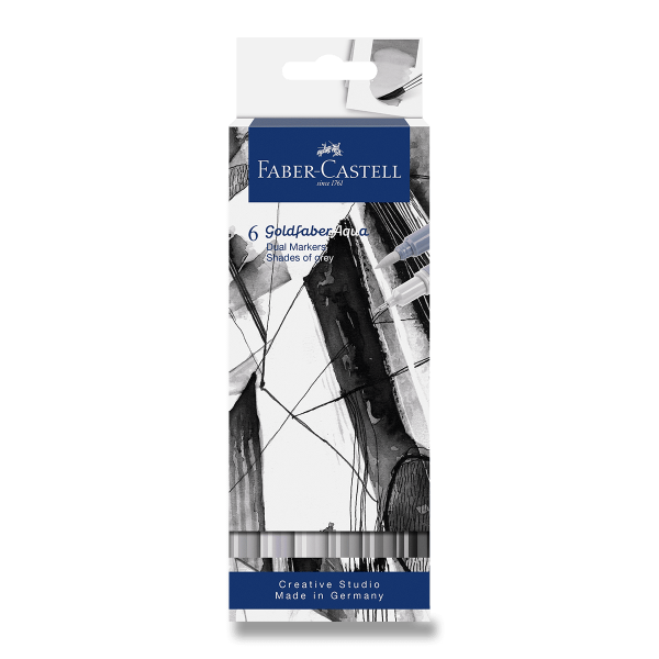 Popisovače Faber-Castell Goldfaber Aqua Dual Marker Shades of grey - sada 6 barev