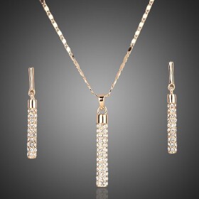 Souprava náhrdelníku a náušnic Swarovski Elements Elegance, Zlatá 40 cm + 5 cm (prodloužení)