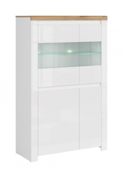 ARTEN (NANO Systems s.r.o.) Nízká vitrína VIGO-2D2W (Bílý lesk) NIZKA-VITRINA-VIGO-2D2W