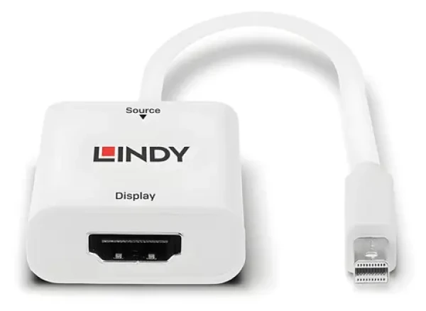 Lindy Mini DisplayPort na HDMI bílá / Adaptér / 4K 60Hz / 3840x2160 / HDCP 2.2 (41069)