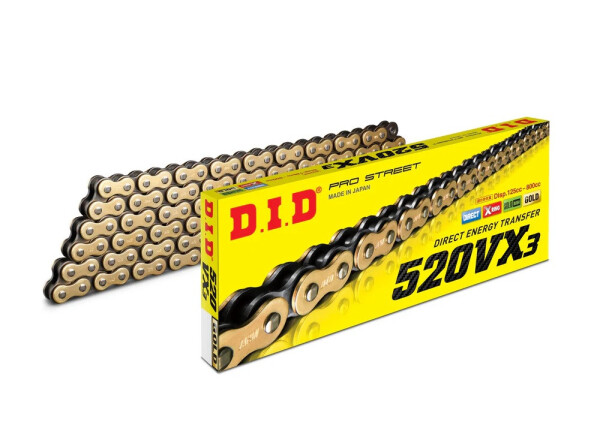 X-Kroužkový řetěz D.I.D Chain 520VX3 122 L Zlatá/Černá na CFMOTO 800MT