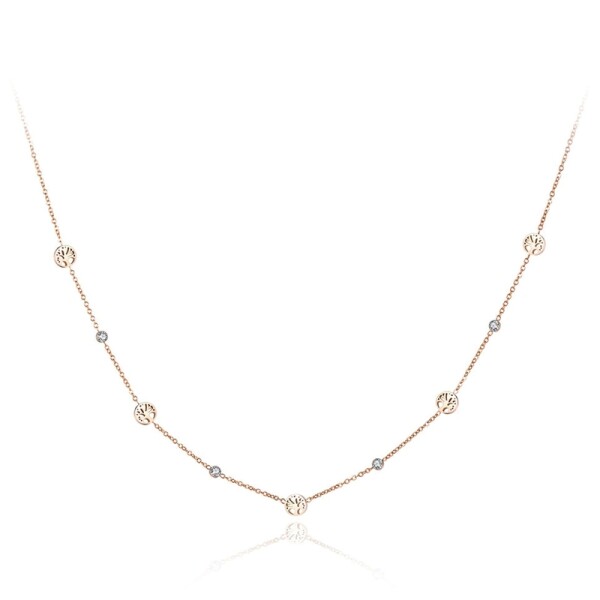 Ocelový náhrdelník se zirkony Sabrina Gold - strom života, Zlatá 40 cm + 5 cm (prodloužení)