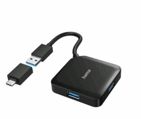 Hama 200116 USB Hub 3.2 Gen 1 černá / 4 porty / USB-C adaptér (200116-H)