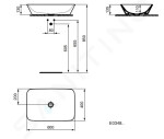 IDEAL STANDARD - Connect Air Umyvadlo na desku 600x400x130 mm, s Ideal Plus, bílá E0348MA