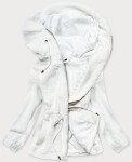 Bílá kožešinová dámská bunda kapucí model 16151625 Bílá S'WEST