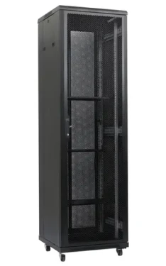 XtendLan 47U/800x1000 černá / Stojanový rozváděč / 19" / perforované dveře / perforovaná záda (PER-47U-80-BLACK-P)