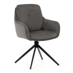 Židle jídelní, 180° otočný mechanismus, lanýžová voděodolná látka, černý kov