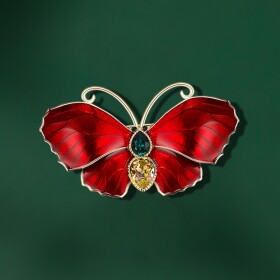 Luxusní brož Swarovski Elements Červený motýl, Červená