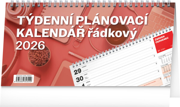 Stolní kalendář 2026 NOTIQUE - Plánovací řádkový, 25 x 12,5 cm