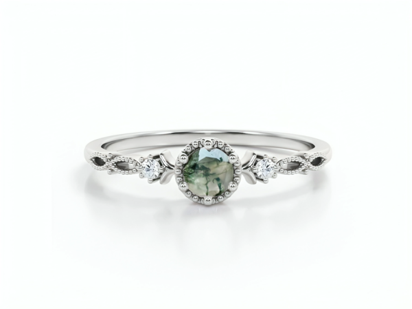 LUNICA Stříbrný prstýnek MECHOVÝ ACHÁT Velikost prstenu: 8 (EU: 57-58) 0689_8