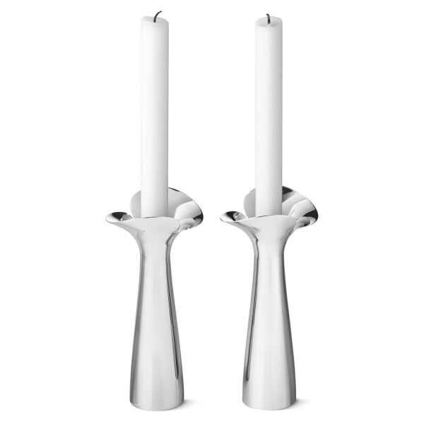 Georg Jensen Vysoký svícen Bloom Botanica – set 2 ks, stříbrná barva, kov