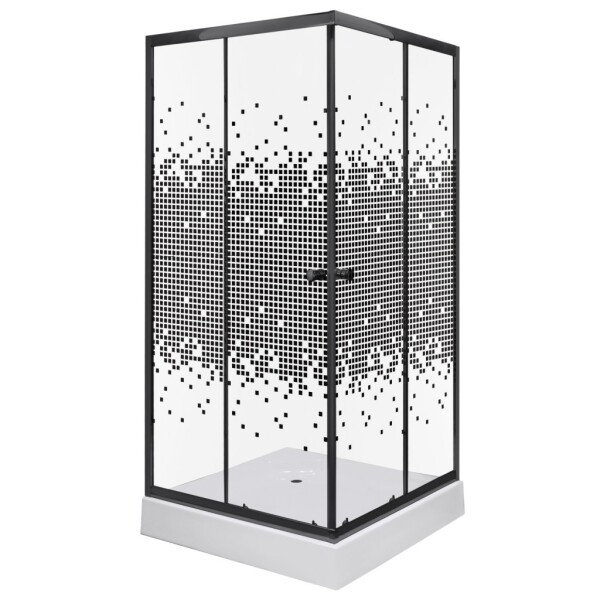 KERRA - Sprchový kout Černý Pixel SQ 90 (s vaničkou) 5907548118356