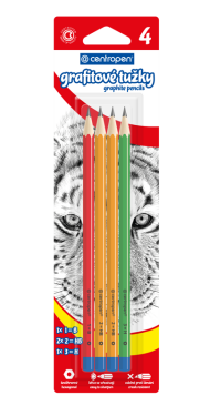 Grafitové tužky šestihranné Centropen 9510, bez gumy, 4 ks - čísla 1,2,3