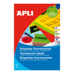 APLI univerzální etikety fluo, 210 x 297 mm, žluté