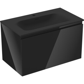 MEXEN/S - Orio koupelnová skříňka 80 cm s umyvadlem Vela, 1 šuplík, černá lesk/černá mat 91A10-08047-1-BF70-W23M71
