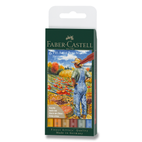 Popisovač Faber-Castell Pitt Artist Pen Brush Fall 6 ks, hrot B, podzimní odstíny