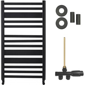 CERANO Koupelnový radiátorový set Enrico - ústřední vytápění - boční jednobodové připojení - 467W - černá matná - 970x550 mm
