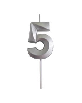 Dortisimo Svíčka s elegantním motivem číslo 5 stříbrná