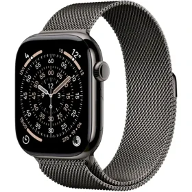 Apple Watch Series 11 GPS+Cellular 46mm Břidlicově šedé titanové tělo - Břidlicově šedý milánský tah M/L / 150–200 mm (MFD44MP/A)