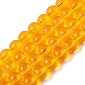 Skleněné korálky - průsvitné - oranžové - ∅ 8 mm - 10 ks