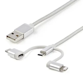 StarTech Lightning Cable stříbrná / Datový kabel / USB-A + Micro-USB B + USB-C / 1 m / 480 Mbit/s (LTCUB1MGR)