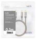 LogiLink 2x RCA (M) - 2x RCA (M) 0,5m černá / Audio kabel / pozlacené konektory / stíněný (CA1201)
