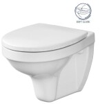 DEANTE Podomítkový rám, pro závěsné WC mísy + SLIM tlačítko bílé + WC CERSANIT DELFI + SOFT SEDÁTKO CST_WC01 A51P DE2